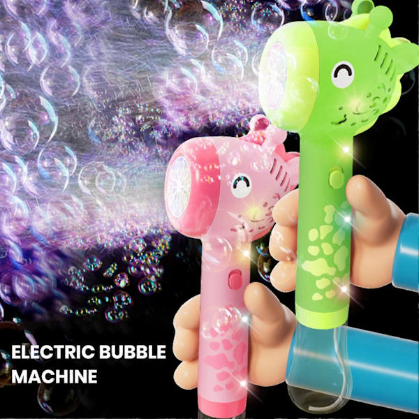 Elektrisk Giraff-Bubbelblåsare med Ljus 10 Hål Cartoon Djur Barn Handhållen Automatisk Bubbelblåsare Maskin Leksak Pojkar Flickor Födelsedag (FMY) Yellow
