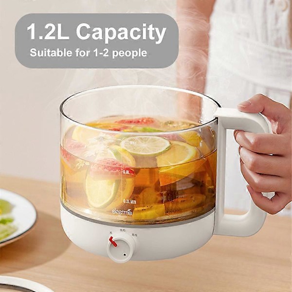 1.2L Multifunksjonell Elektrisk Gryte Bærbar Riskoker For Studenthybel Justerbar Borosilikatglass Elektrisk Varm Gryte 220V (FMY) No steamer