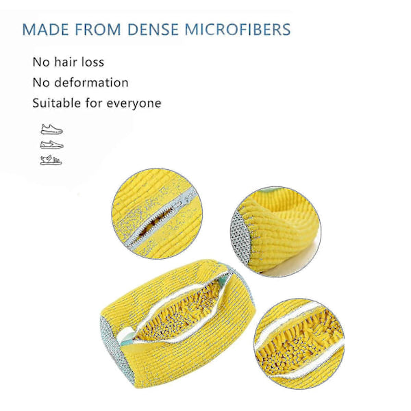 2024 Bomulds Skovaskepose Vaskenet Fluffy Fibre Let at Fjerne Snavs Anti-deformation -GSLA  (FMY) Yellow 2pcs