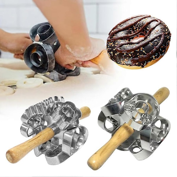 Roterende Donut Cutter Rask Mattrygg Dough Baking Roller Praktisk Donut Maker for Bakerier Hjem (FMY) B