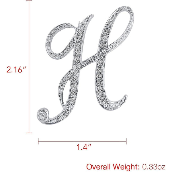 A-z Initial Letters Brosje For Women,sølvbelagt metall Rhinestone Clear Aaa+ Crystal Lapel Pin Brooches1stk,wz-1143 (FMY)