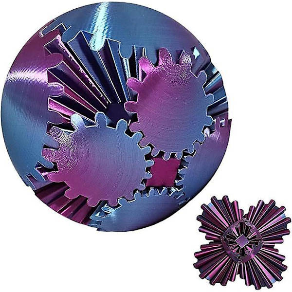 3D Printet Gear Ball Spin Ball, Cube Fidget Legetøj, Gear Sphere, Stress Bold, Skrivebordslegetøj, Gear Legetøj til Stress og Angst Afspænding (FMY) C