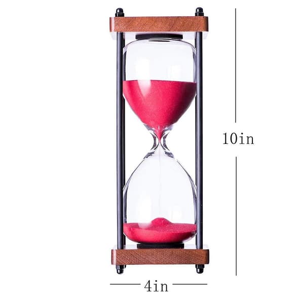 Stor timeglas timer 30 minutter, dekorativt træ timeglas, rød (FMY)
