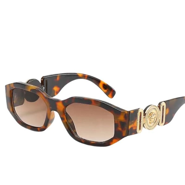 Wekity Trendiga oregelbundna rektangulära solglasögon Uv-skydd Hexagon Horned Rim Thick Fashion Shades (FMY)