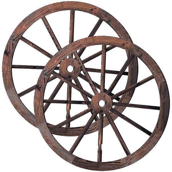 2 stk vognhjulsdekor trævognhjul vægdekor Vintage vognhjul træindretning til bargarage (FMY)
