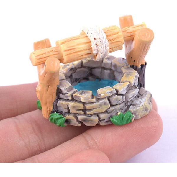 Diy Mini Vattenbrunn Resin Miniatyr Landskap Prydnad Vintage Hus Statyer Vattenfall Fe Trädgård Dekor 1st  (FMY)
