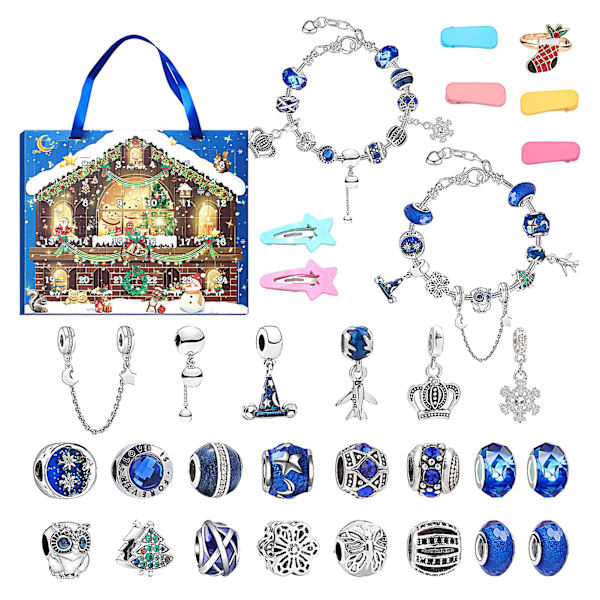 Julekalender Armbånd Countdown Kalender Jule DIY Smykke Charm Making Set Til Børn Juletema Gave (FMY) F Look at the Picture