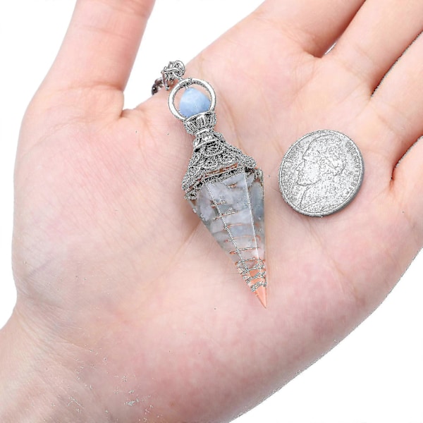 Chakra Kristallpendel Hexagon Reiki Healing Kristallspetsar Ädelsten Divinationspendel (FMY) White