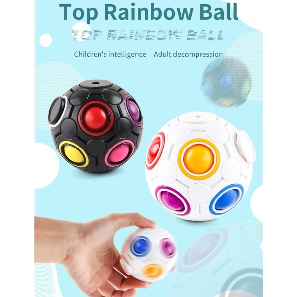 Rotating Stress Rainbow Ball Infinity Relief Spinner Fidget Toy For Adults Kids Educational Magic Cube Puzzle (white) (FMY)