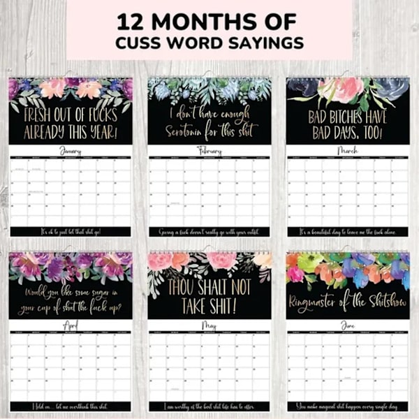 Morsom Fuck It Veggkalender 2024 For Lei-ass Kvinner, Kalender 2024 Fra Januar Til Desember, Unik Kvinnekalender For Planlegging/organisering (FMY) 1pcs