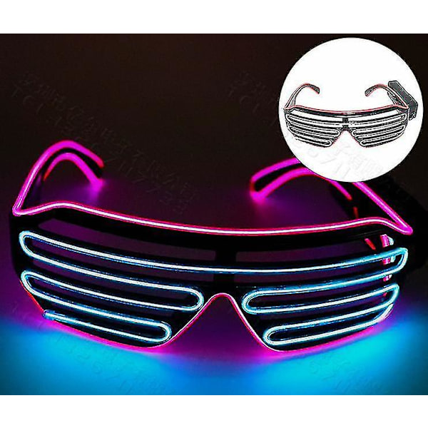 Valoisa Langallinen Rullaluukku Neon Rave Led-lasit, Hohtava Pimeässä Vilkkuva Led Aurinkolasit, Valoisa Lasit Juhliin  (FMY)