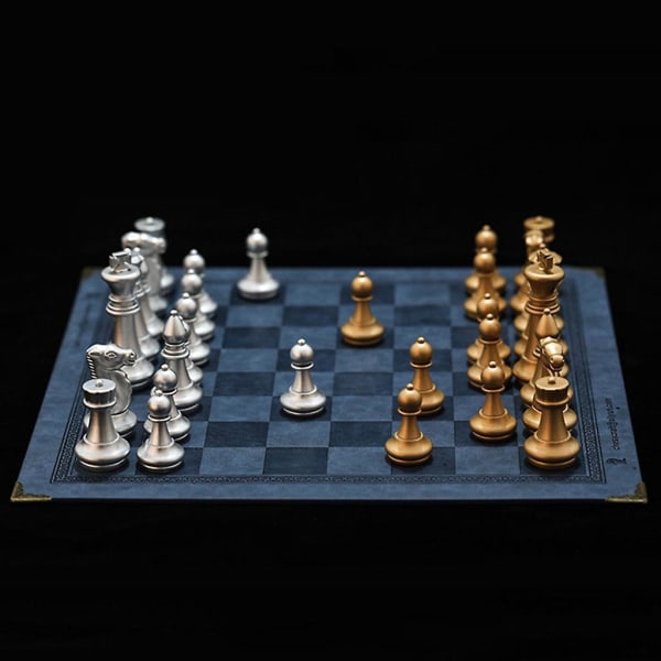 Pu læder skakbræt Klassisk skakspil tilbehør Foldebræt skakspil (FMY)