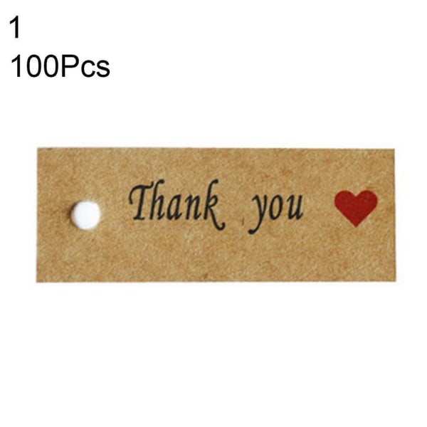 100 st Kraftpapper Tack Merci Handgjorda med kärlek Printed DIY-presentetikett (FMY)