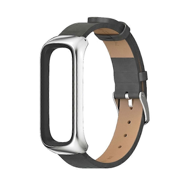 Klockarmband i Mikrofiberläder för Samsung Galaxy Fit 2 (FMY) Grey Silver