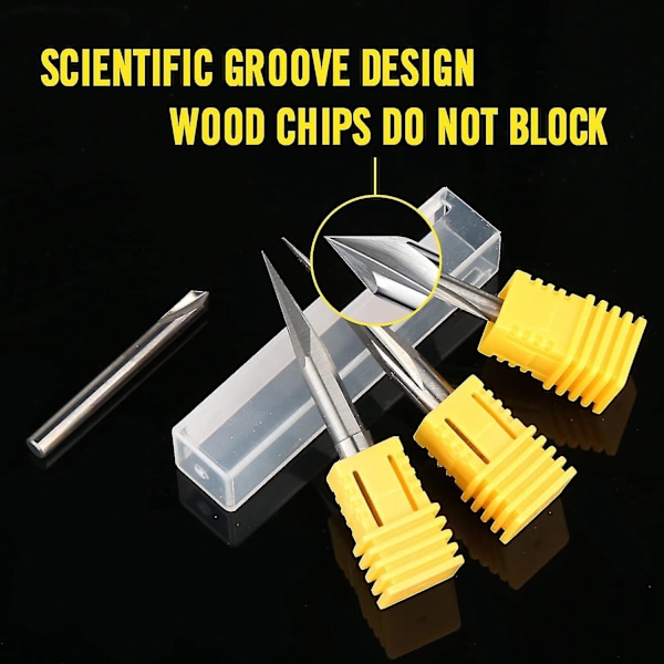 Cnc Router Bits Set 1/4, Gravering Trä Carving Router Bit 6mm & 4mm, V-spår, Bit, Tungsten Stee  (FMY)