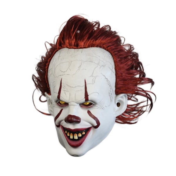 Halloween Gyserklovn Pennywise IT Fuld Maske Ond Røde Øjne Horror Cosplay Kostume LED Latex Lysende Maske med Lys eller uden Lys (FMY) smiley face does not shine