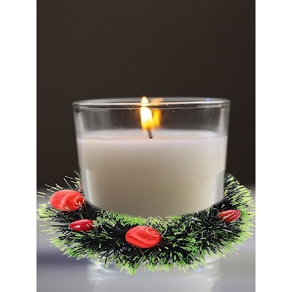 6 st julgransringar, små ljuskransar konstgjorda bär snöiga tallnålar ljuskransar för bröllopscenterpiece jul (FMY) Clear Green 12cm