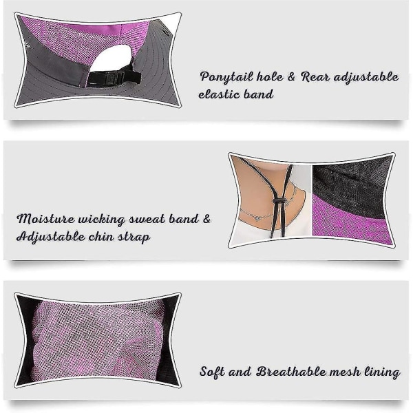 Kvinners Solhatt Sommer Bøttehatt UV-beskyttelse Foldbar Mesh Bredbrem Hatter For Strand Utendørs Fiske Reise Fotturer  (FMY) Purple