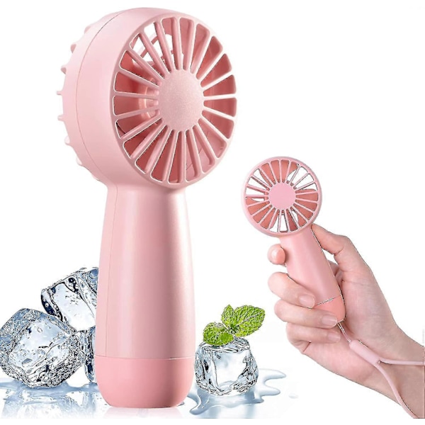 Kädessä pidettävä tuuletin, ladattava minituuletin, kannettava käsituuletin henkilökohtainen tuuletin 3 nopeudella matkatuuletin sähkötuuletin (FMY) Pink