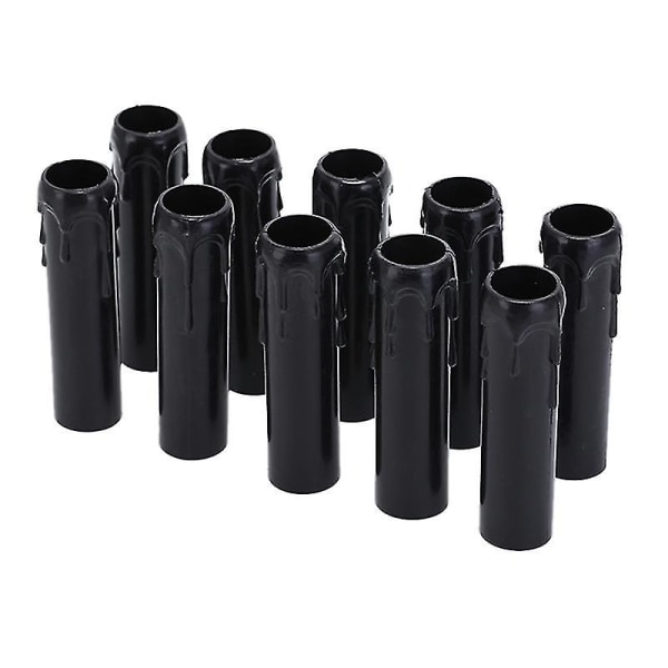 10 stk Plast dryp stearinlysrør til lysekrone lyspære dæksler (FMY) Black