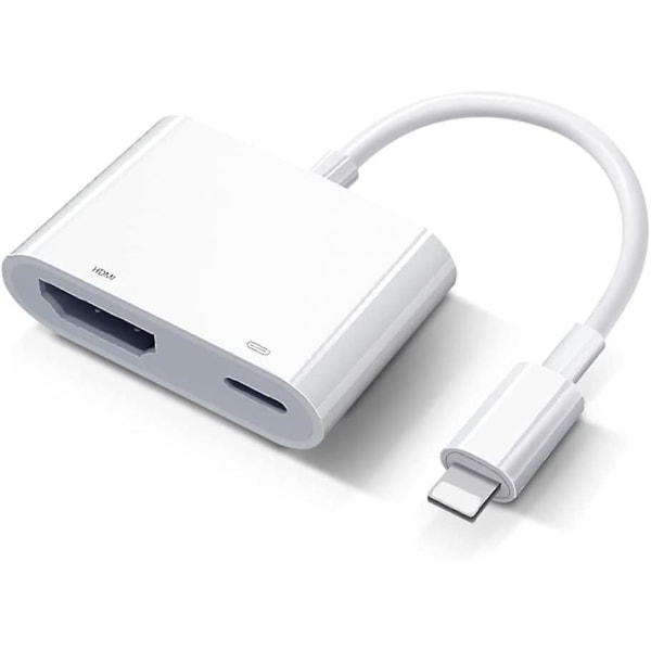 Apple Lightning Digital Av-adapter Apple Mfi-certifierad Lightning till HDMI-adapter HDMI-kabelkontakt 1080p synkroniseringsskärm till tv/hdtv/skärm/projektor C
