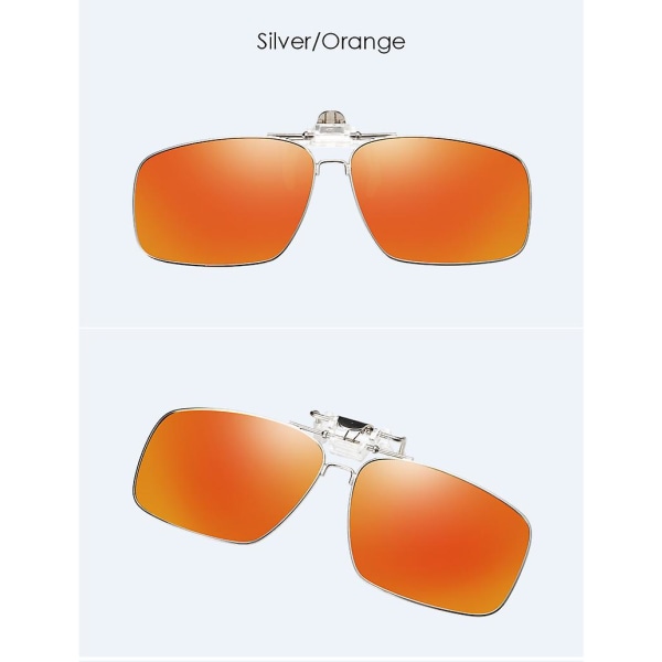Polarisert klips på solbriller rammeløs flip-up linse for reseptbelagte briller-orange (FMY)