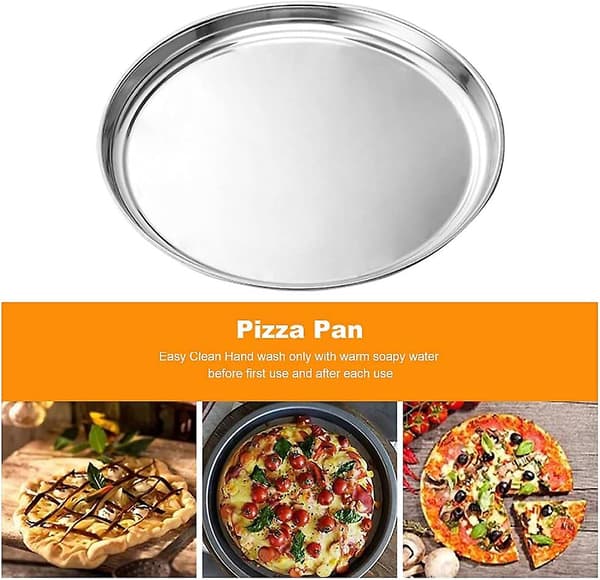 Rustfrit Stål Pizza Pan, 2 stk Runde Pizza Bakke Pizza Bageplade Pizza Bagepande, 15 tommer (Sølv)  (FMY)