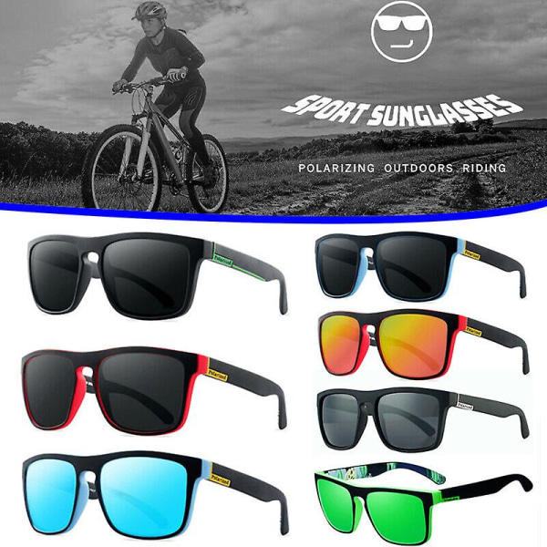 Menn sport polariserte solbriller Utendørs kjøring Fiske Square Coating briller (FMY) Black