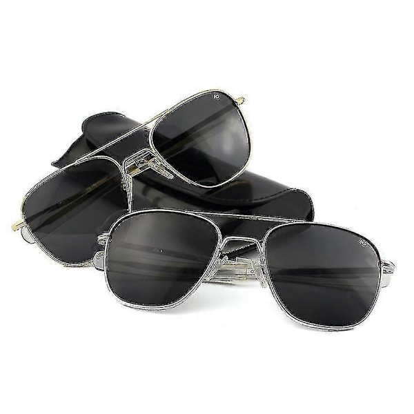Flygsolglasögon för Män Kvinnor Utomhus Körglasögon Pilot Amerikansk Armé Militär Optiska Ao Solglasögon Glasögon Oculos De Sol  (FMY) sliver-green Original Box
