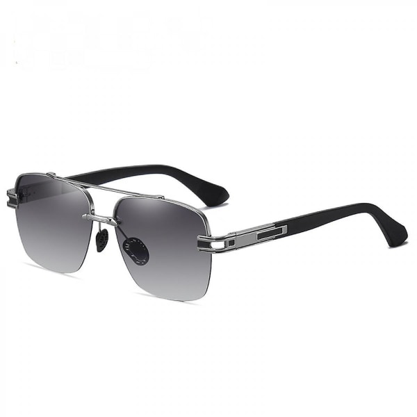 Rammeløse polariserede solbriller til mænd Fashion Large Frame Two Tone Metal Square (FMY)