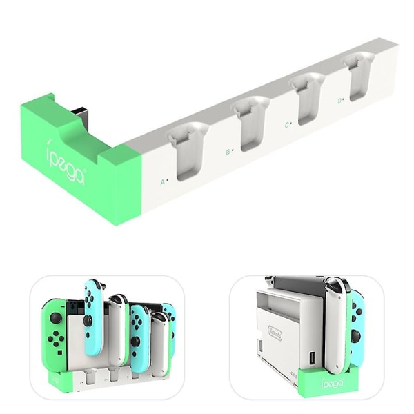 IPEGA For Nintendo Switch JoyCon 4 Slots Opladningsdock Station Spilkontroller Oplader med Indikator (FMY)