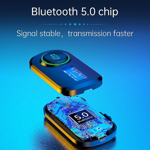 Aux-auton Bluetooth vastaanotin 3,5 mm:n liitin Audiomusiikki Bluetooth 5.0 -autosarja Langaton handsfree-kaiutin Bluetooth autostereo (FMY)
