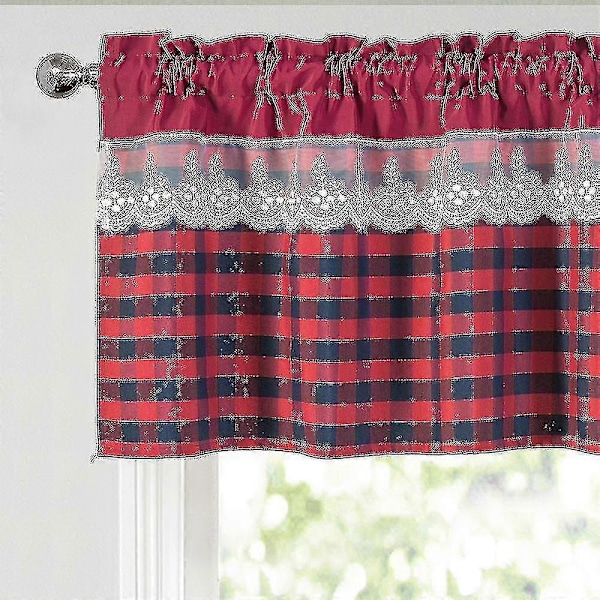 Kjøkkengardiner Dekor Vindusgardin Luksus Kafékappa Toppgardiner (FMY) Wine Red 74cmx61cm