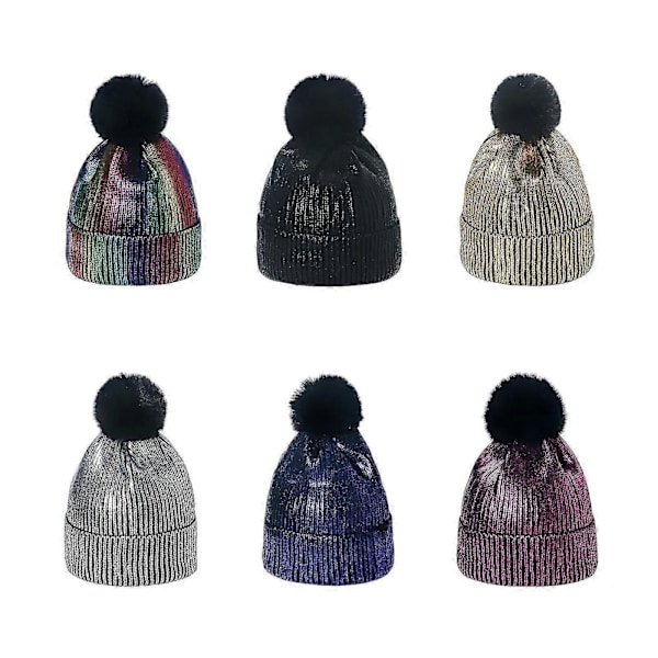 Lilla Metallisk Ins Gull Sølv Dame Lue Høst Vinter Unisex Akryl Varm Jente Lue Ski Vandring Enkel Caps (FMY) gold