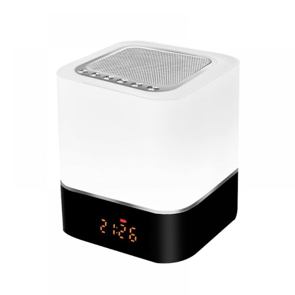 Nattljus Bluetooth högtalare, väckarklocka Bluetooth högtalare Touch Sensor Sänglampa Dimbar Flerfärgsbyte Sänglampa (FMY)