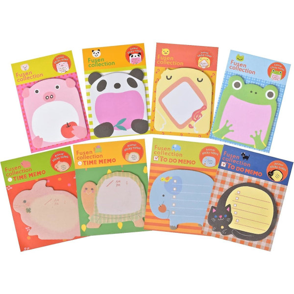 8 Pads Animal Sticky Notes, Cute Sticky Notes for Kids, Novelty Memo Notepad Funny For Kids, Party Bags Filler, Children School (FMY)