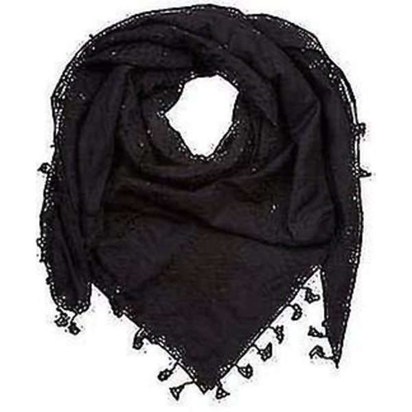 Palestinasjal, Keffiyeh, Arafat Hatta, bred med tofsar, Shemagh Keffiyeh Arab Houndstooth 100 % (FMY) Black