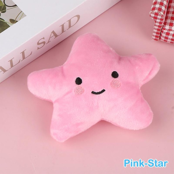 Mini Star Cloud Soft Plush Sounding Toy Colorful Plush Stuffed Doll Dog Pet Toy  (FMY) Pink Star