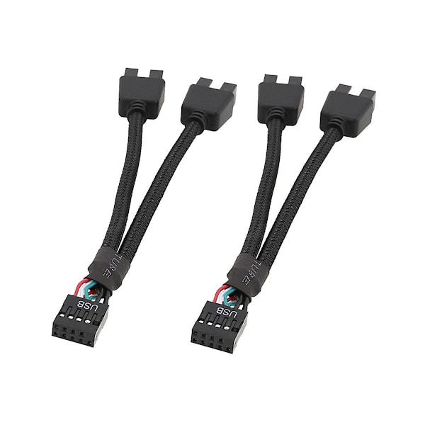 2 stk. Computer Motherboard Usb-forlængerkabel 9 Pin 1 Hun til 2 Han Y Splitter Audio Hd Extensio  (FMY) Black