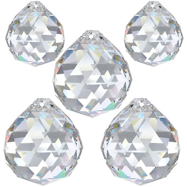 Crystal Ball 30 Mm 5 Pieces Lead Crystal Rainbow Crystal Crystal Balls For Hanging Window Decoration Feng Shui Crystal Glass  (FMY)