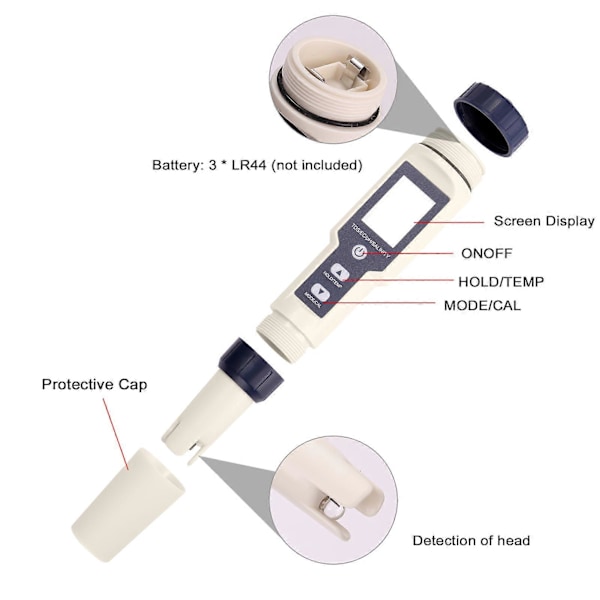5 i 1 Professionell Multi-parameter Combo Testmätare PH/EC/TDS/Salthalt/Termometer Digital Multifunktionell Vattenkvalitetstestare (FMY)