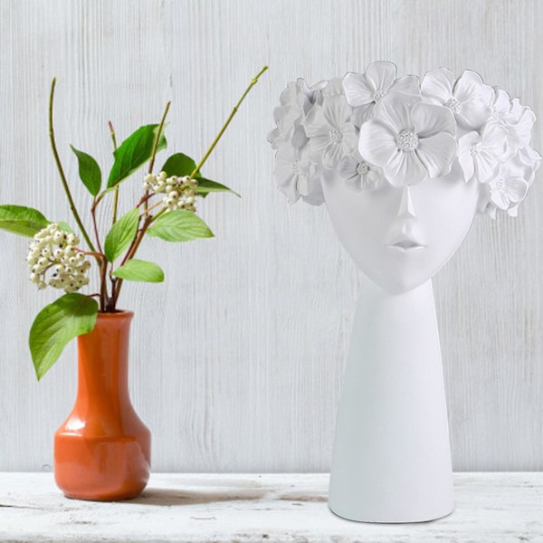 Blomsterkrans Flickvase Krona Förvaringslåda Dockhuvud Planteringskruka Barnrumsdekoration (FMY) White
