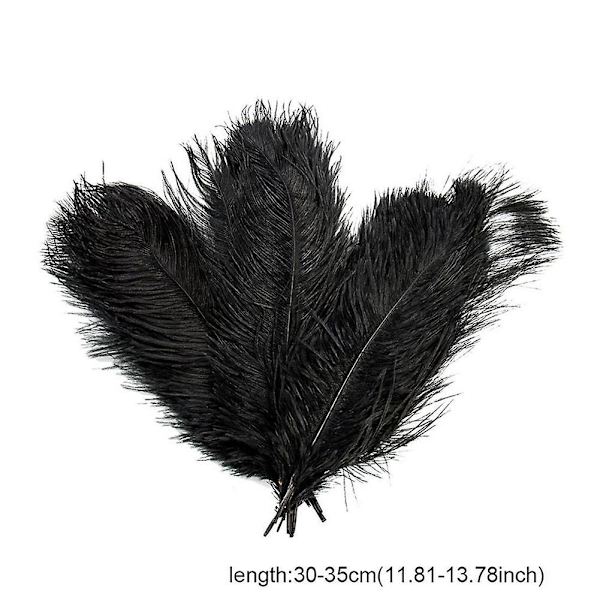 10 stk. Strudsefjer Fjer Midterstykke Bryllup Fest Borddekoration 30-35cm  (FMY) Black