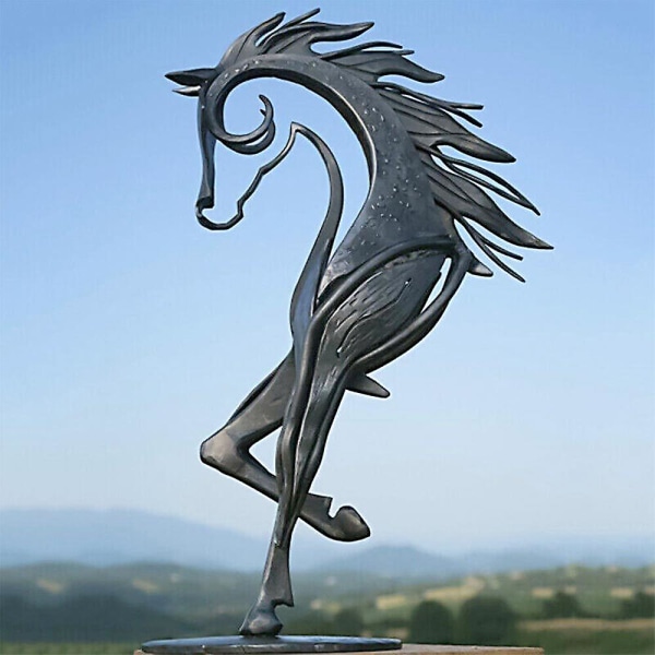 Metallhestestatue Skulptur Hjemmestudie Desktop Art Ornament Figurine Craft (FMY) Free