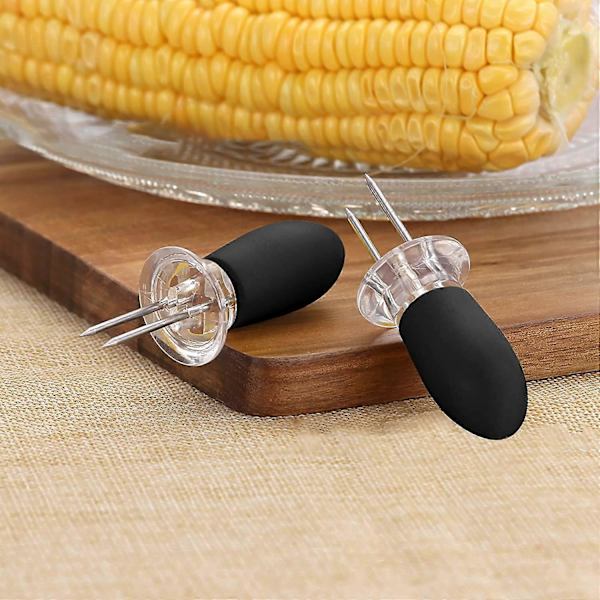 8 st Corn-gafflar i rostfritt stål, Corn Rack, Majskolv, Köksredskap, Liten Rund Huvud, Grill Majs (FMY) Black