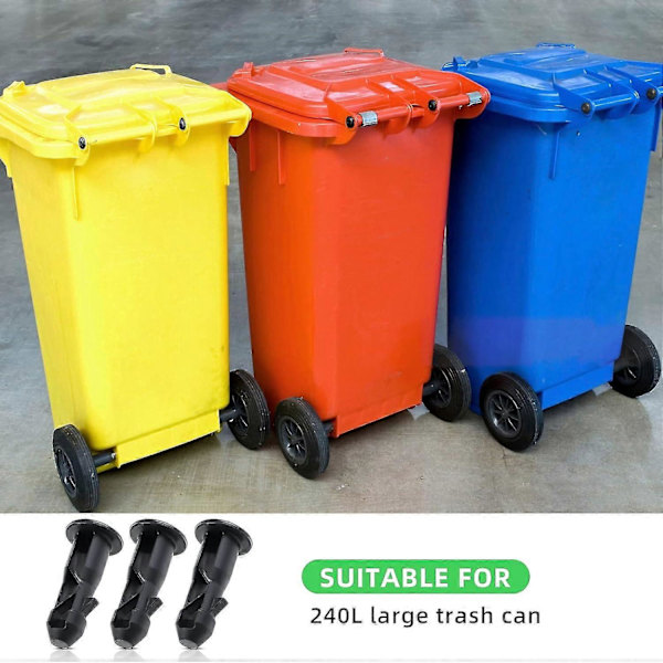3 par Hjulbehållarlock Gångjärnstappar, 67 mm x 31 mm Svart Plast Passar för 240L Hushålls Hjulbehållare (FMY)