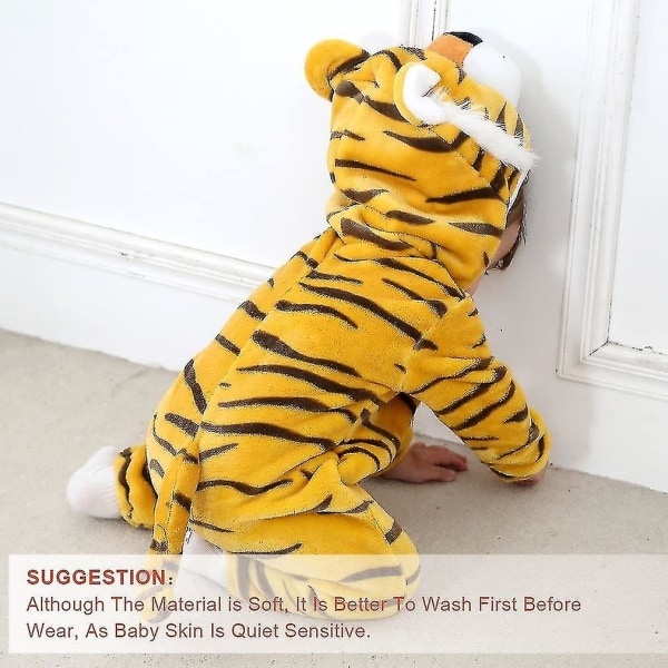 Unisex baby dyrekostyme vinter høst flanell hette jakke cosplay (størrelse, farge: 80 cm-tiger