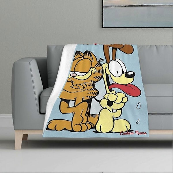 Garfields Kattedyne Blødt Varmt Flannel Tæppe Tilpasset Navn Tæppe Til Seng Sofa Dekorationer Julegave Fødselsdagsgave-MYFX476  (FMY) 60x50in 150x125cm