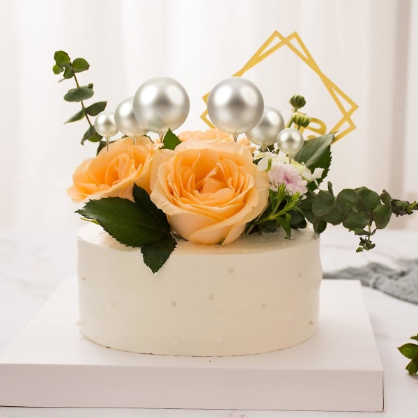 Elegant sølv Cupcake Toppers Blomsterstøvdragere, Craft Diy, 12 stk (FMY)