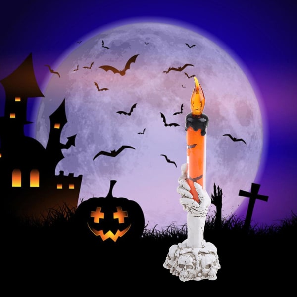 Ghost Skull -käsikynttilän led-lamppu elektroninen luuranko kynttilänvalo savuton Halloween-rekvisiitta juhlabaarin koristelu (FMY)